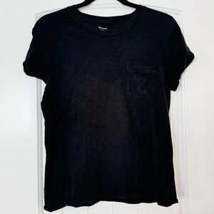 Madewell Black Crew Neck Short Sleeve Tee with Pocket